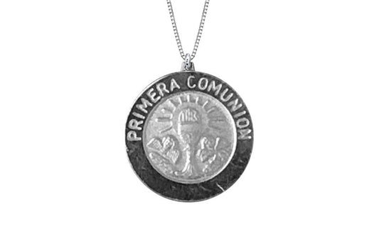 925 STERLING SILVER 12MM ROUND FIRST COMMUNION MEDAL