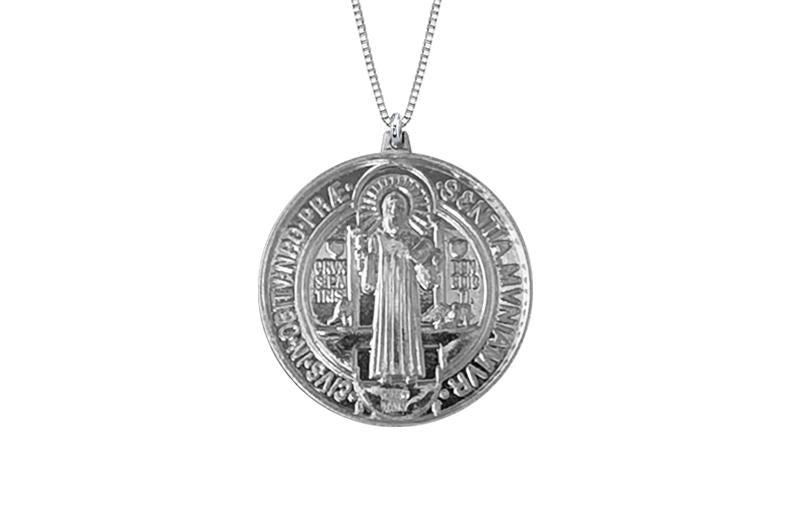 925 STERLING SILVER 18MM ROUND ST. BENEDICT MEDAL