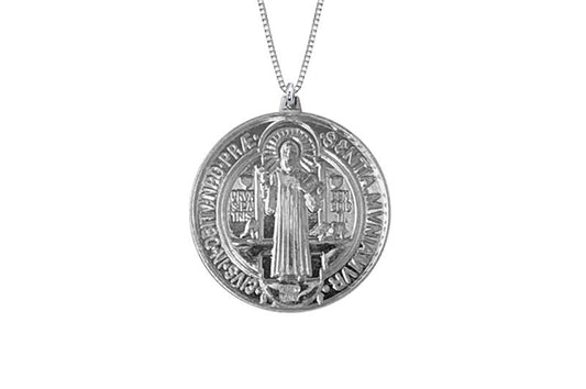 925 STERLING SILVER 18MM ROUND ST. BENEDICT MEDAL