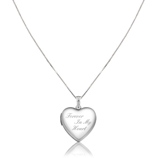 Sterling silver "for ever in my heart" heart locket necklace