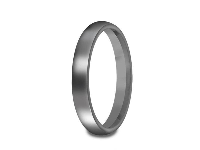 Tungsten Classic Wedding Band - High Polish - Gray Gunmetal - Engagement Ring - Dome Shaped - Comfort Fit  3mm - Vantani Wedding Bands