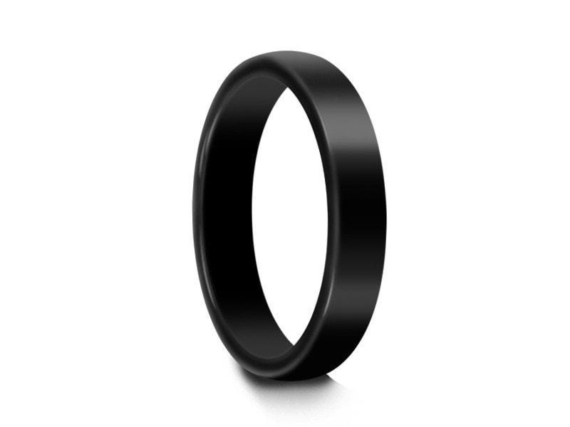 Tungsten Classic Wedding Band - High Polish - Engagement Ring - Black Wedding Ring - Dome Shaped - Comfort Fit  4mm - Vantani Wedding Bands