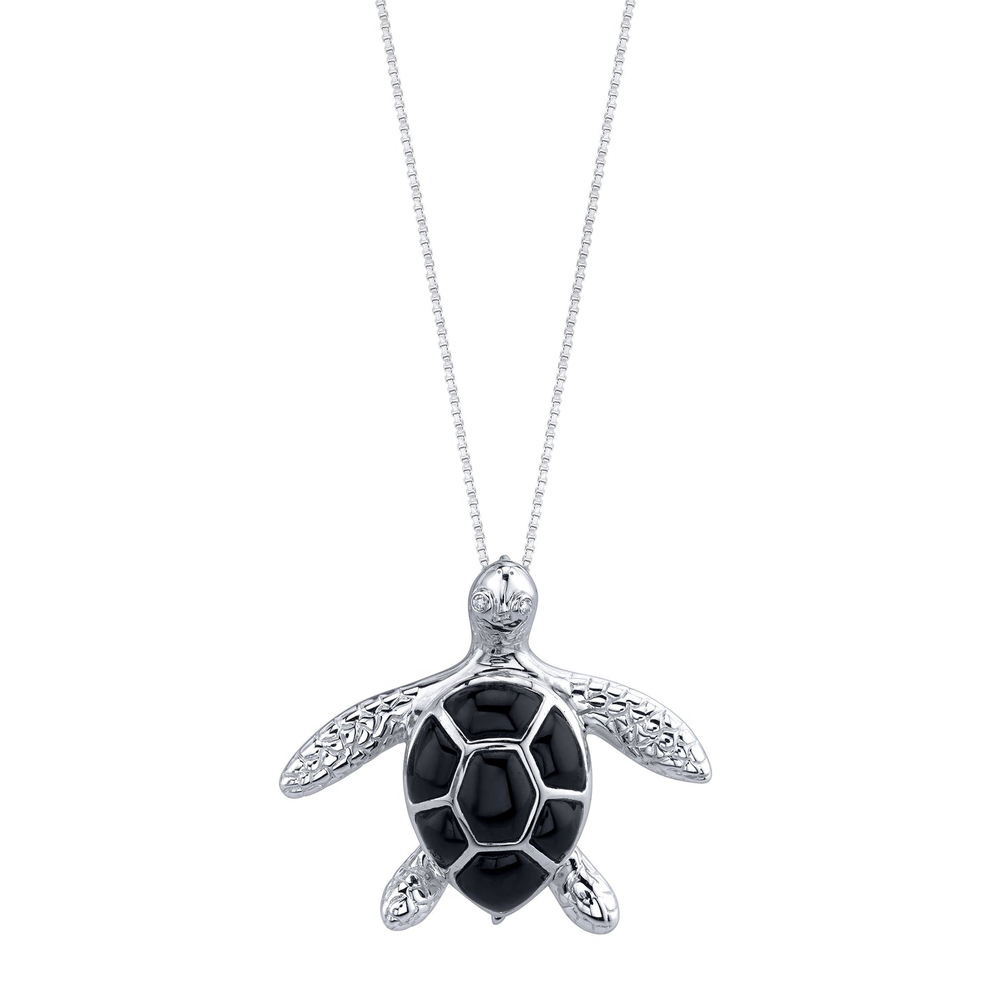 14K WHITE GOLD SEA TURTLE (HONU) DIAMOND NECKLACE